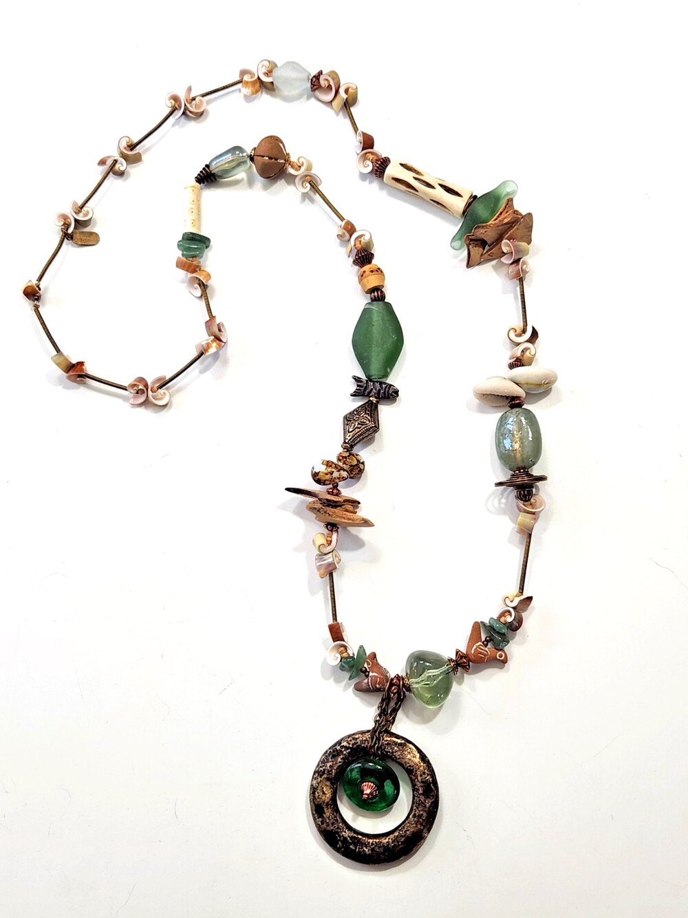 Chunky Vtg Treska Statement Necklace Art to Wear Boho Chic Eclectic Mixed Media